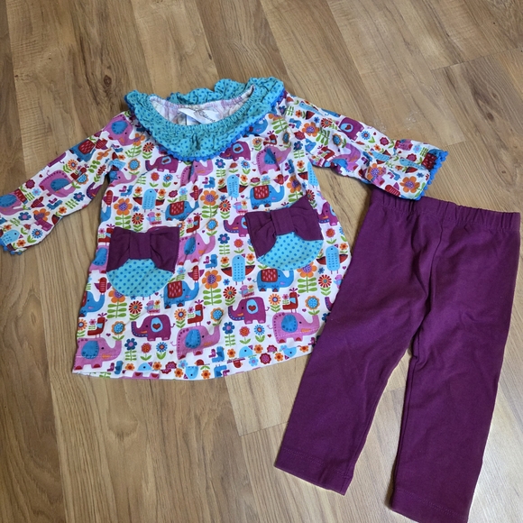 Rare Editions Multicolor Elephant Print Kids Pajama Set - Picture 1 of 5